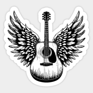 Acoustic Guitar with Wings - Six-String Strumming Sticker